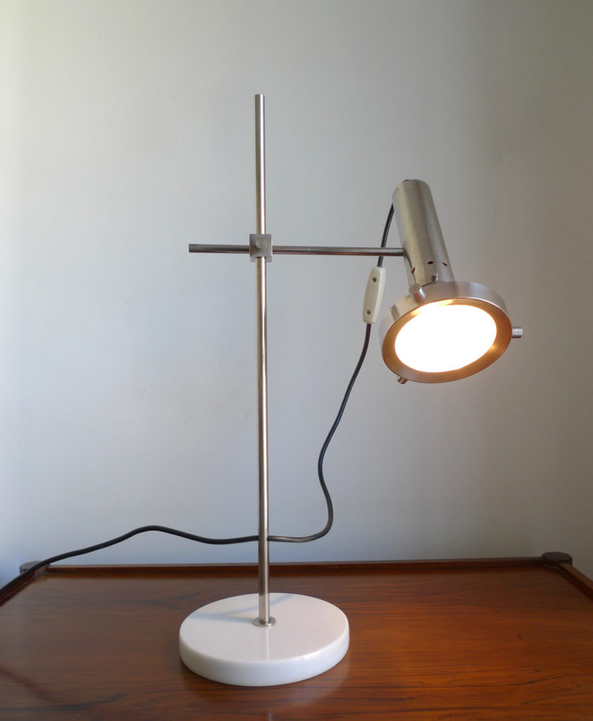 Mid-Century Italian Chrome & Marble Desk Lamp, 1960s