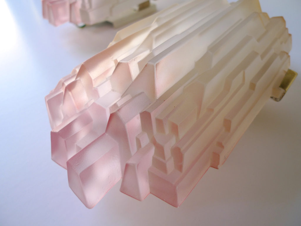 Mid-Century Frosted Icicle Glass & Brass Wall Sconces, 1960s