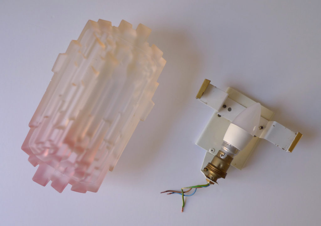 Mid-Century Frosted Icicle Glass & Brass Wall Sconces, 1960s