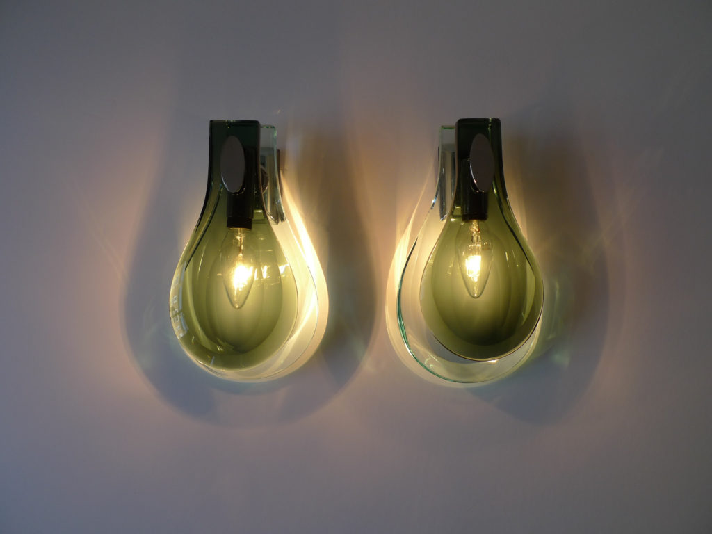 Mid-Century Max Ingrand Glass Sconces by Fontana Arte, c.1970s