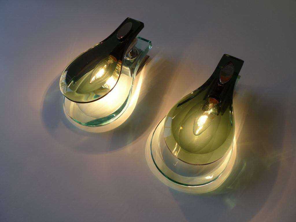Mid-Century Max Ingrand Glass Sconces by Fontana Arte, c.1970s