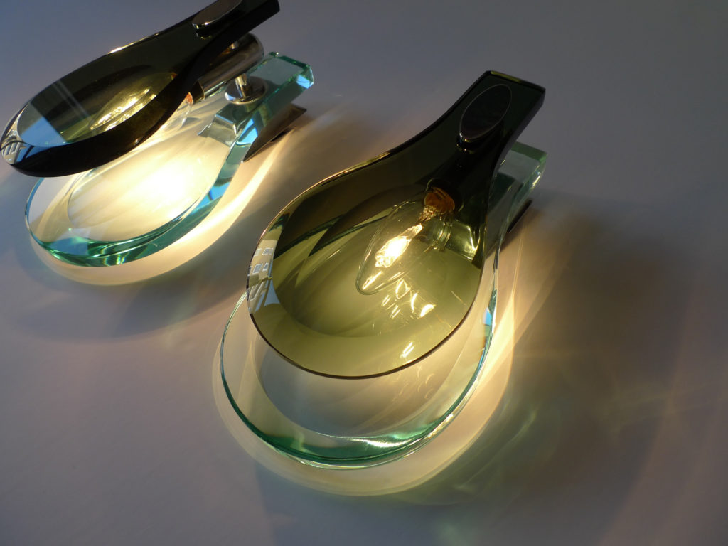 Mid-Century Max Ingrand Glass Sconces by Fontana Arte, c.1970s