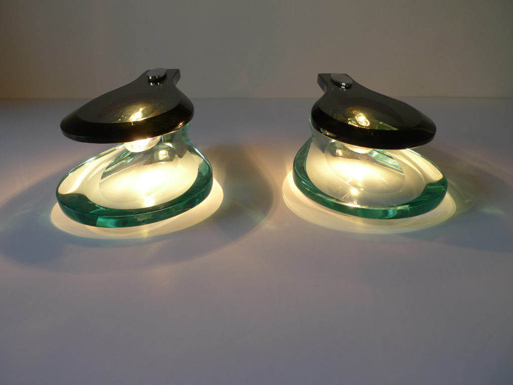 Mid-Century Max Ingrand Glass Sconces by Fontana Arte, c.1970s