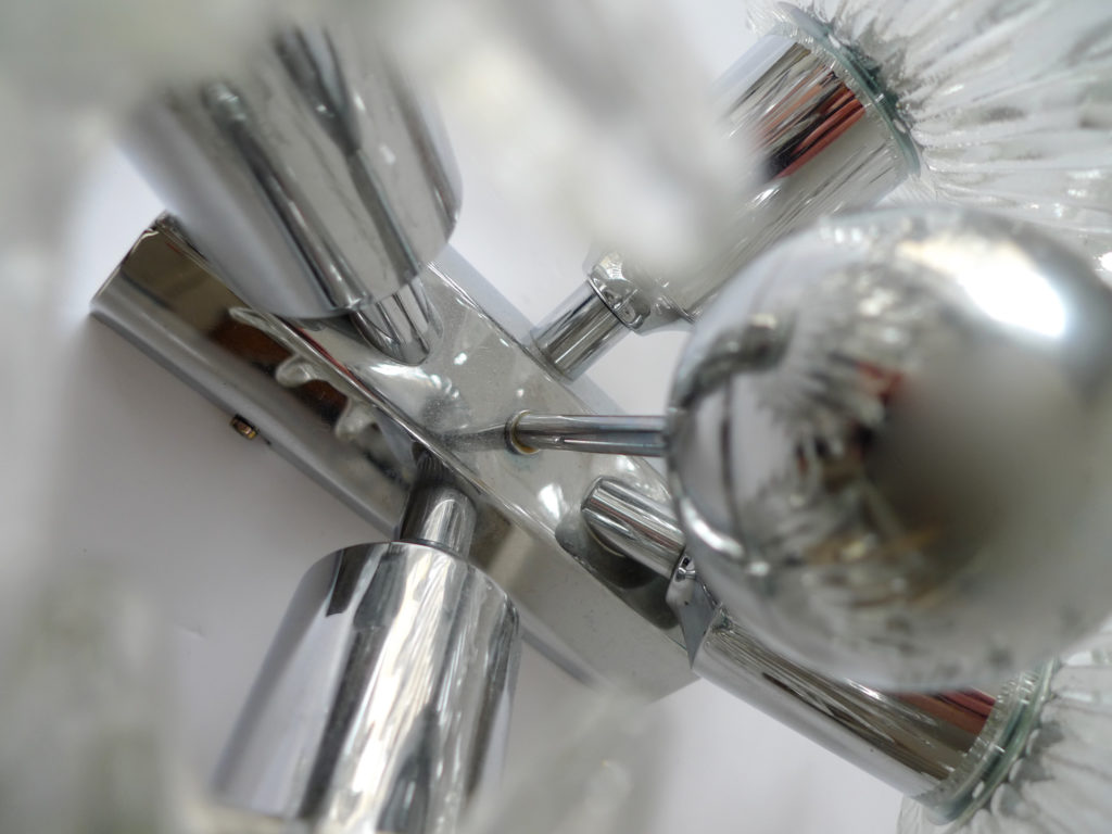 Mid-Century Austrian Glass & Chrome Wall Sconce, 1960s