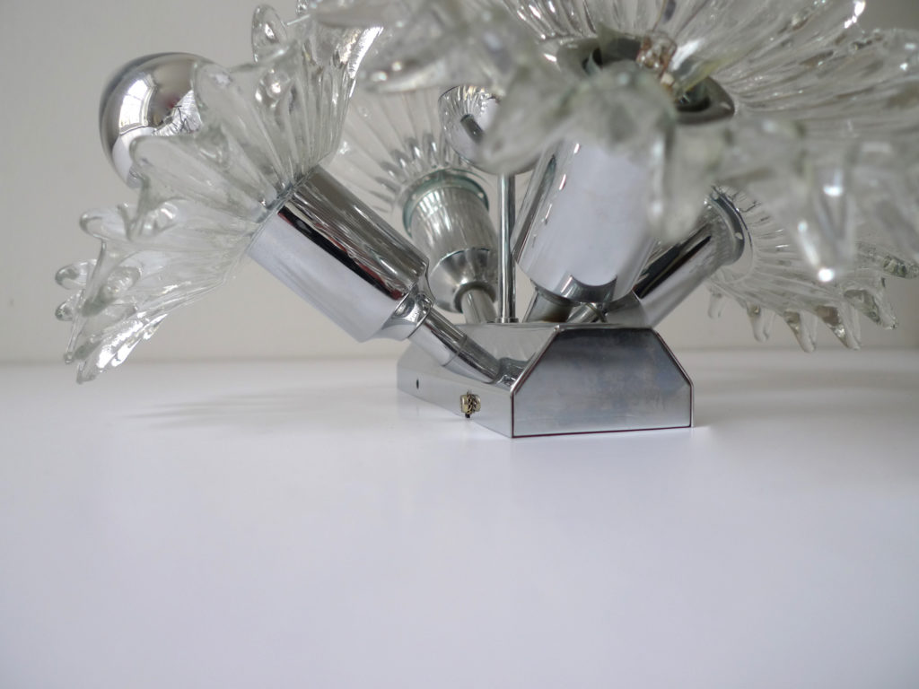 Mid-Century Austrian Glass & Chrome Wall Sconce, 1960s