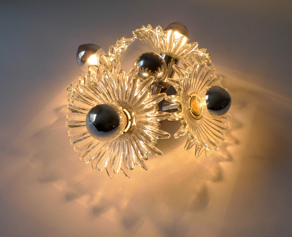 Mid-Century Austrian Glass & Chrome Wall Sconce, 1960s