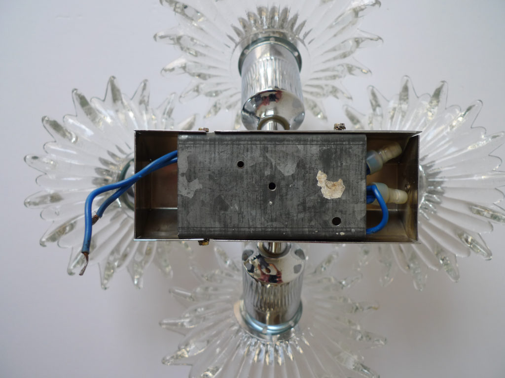 Mid-Century Austrian Glass & Chrome Wall Sconce, 1960s