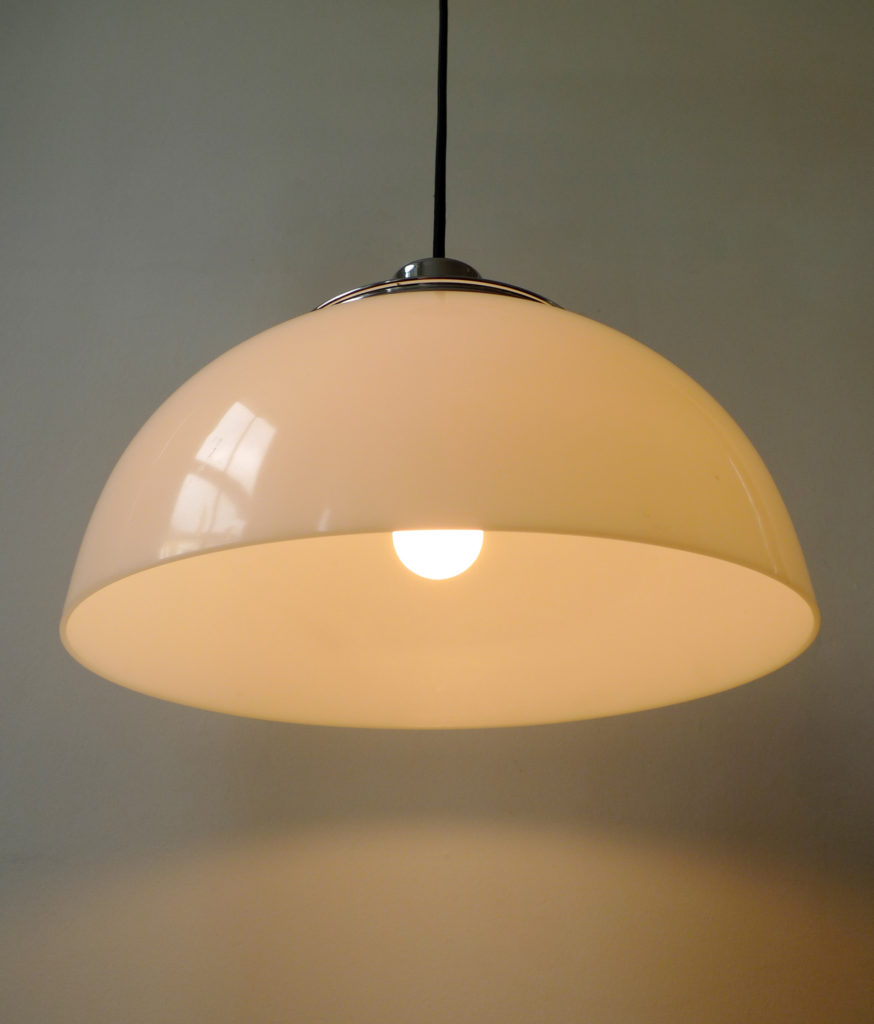 Harvey Guzzini "2240" White Pendant Ceiling Light, 1970s