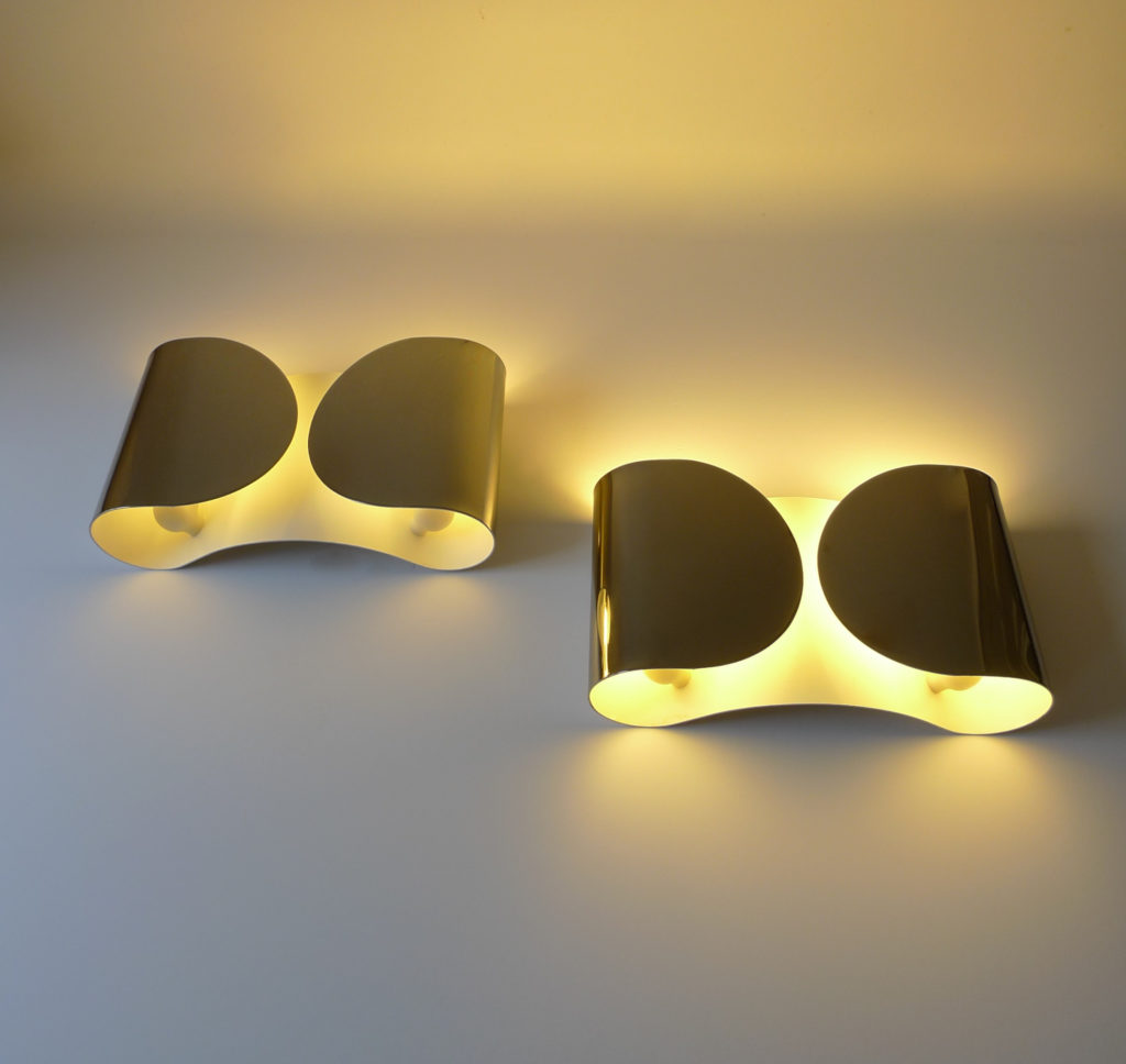 Pair of Tobia Scarpa "Foglio" Sconces for Flos, Italy 1966