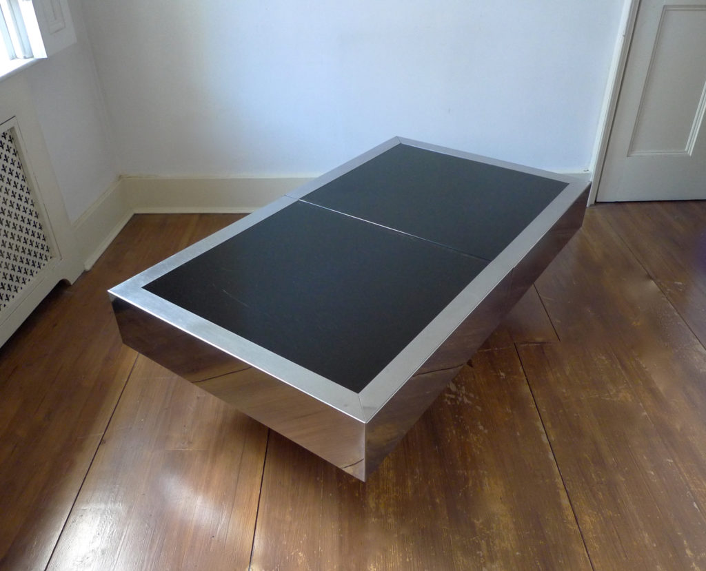 Rare Vintage Willy Rizzo Extendable Coffee Table Dry Bar for Cidue, Italy 1975