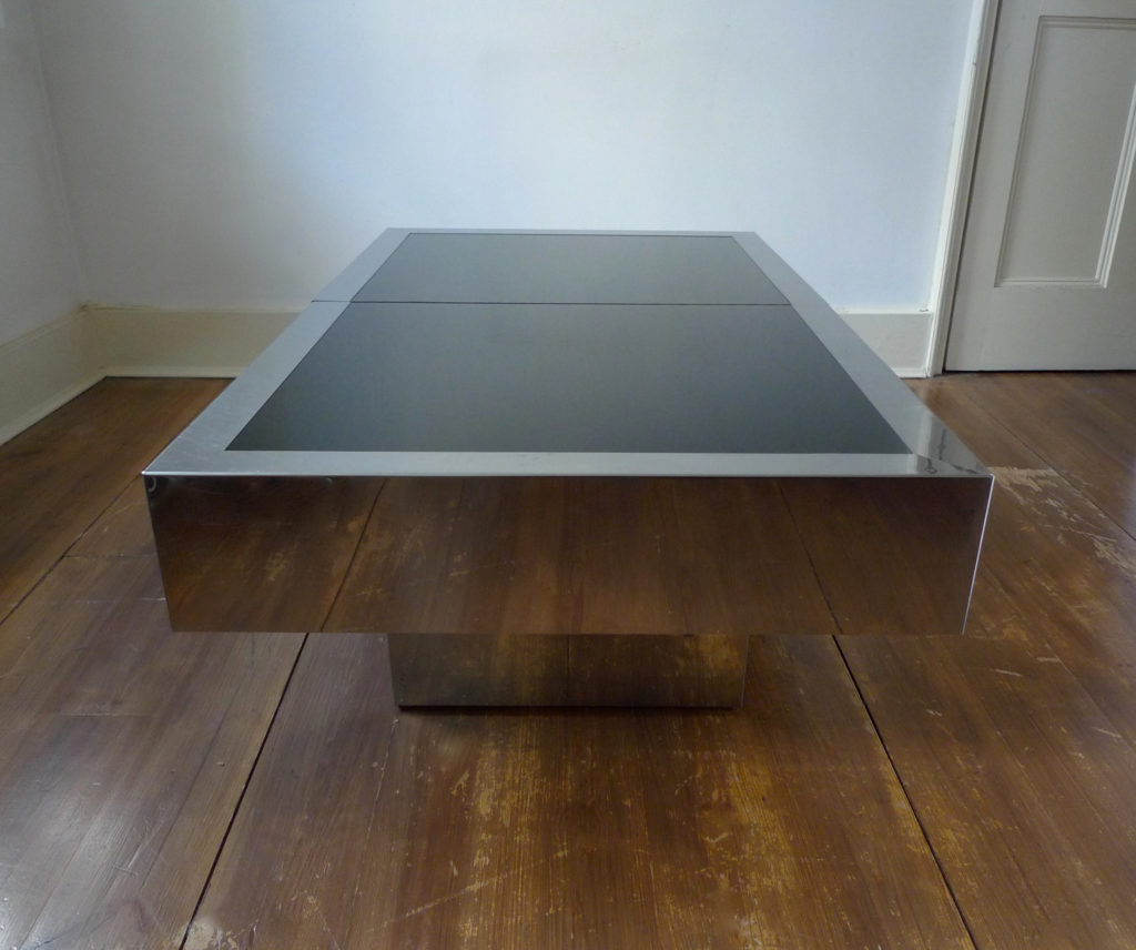 Rare Vintage Willy Rizzo Extendable Coffee Table Dry Bar for Cidue, Italy 1975
