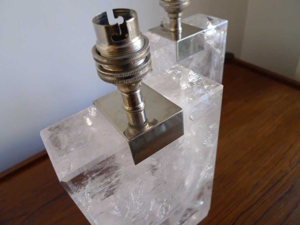 Pair Of Vintage French Rock Crystal Table Lamps