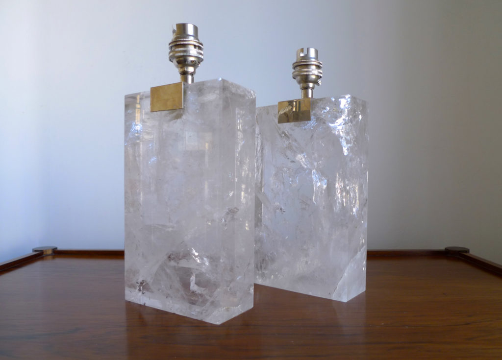 Pair Of Vintage French Rock Crystal Table Lamps