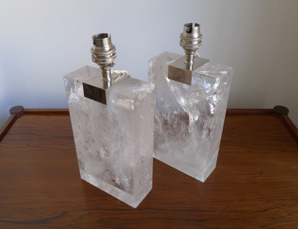Pair Of Vintage French Rock Crystal Table Lamps
