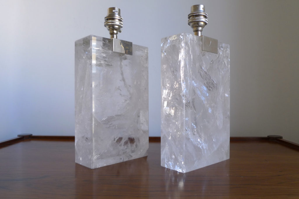 Pair Of Vintage French Rock Crystal Table Lamps