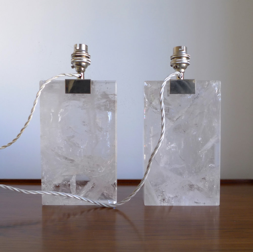 Pair Of Vintage French Rock Crystal Table Lamps