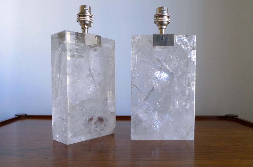 Pair Of Vintage French Rock Crystal Table Lamps
