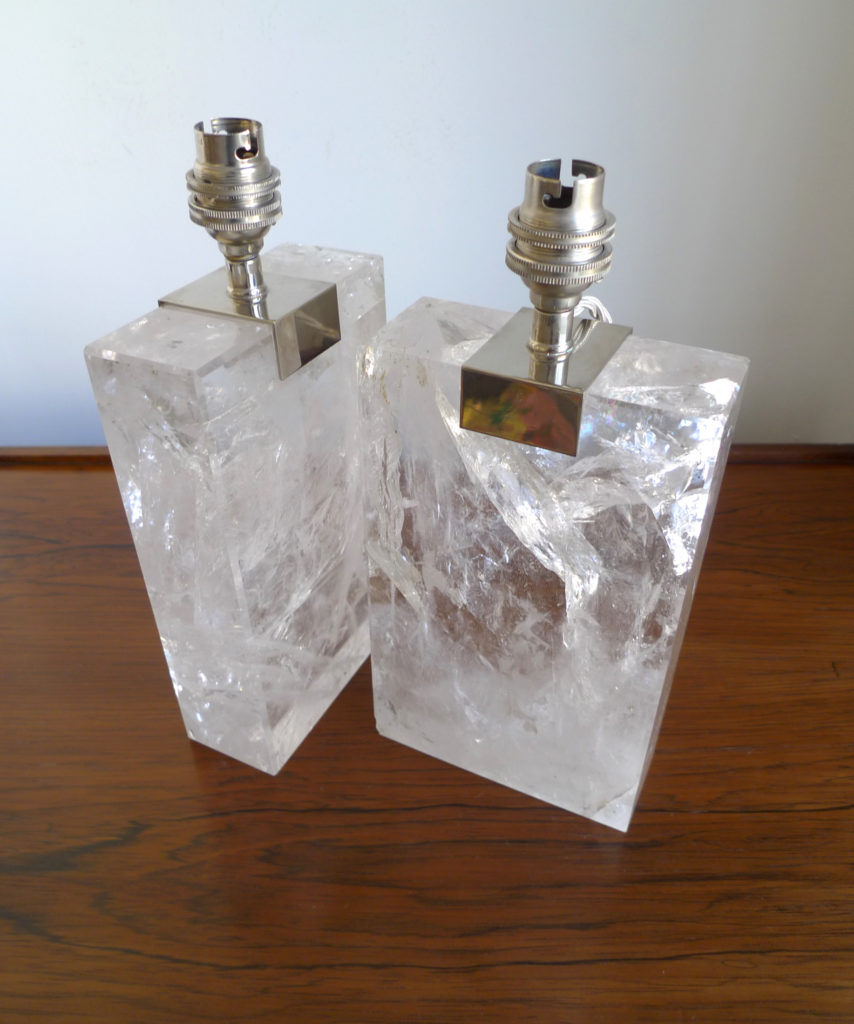 Pair Of Vintage French Rock Crystal Table Lamps
