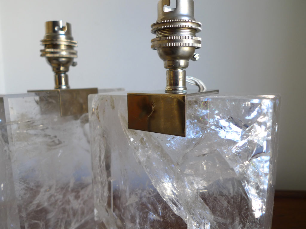Pair Of Vintage French Rock Crystal Table Lamps