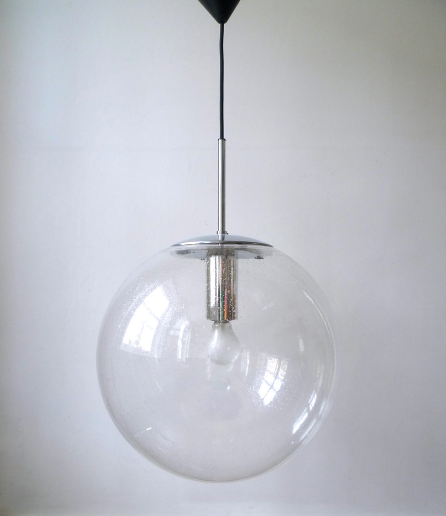 Mid-Century Glashütte Limburg Bubble Glass Globe Pendant Light, 1960s