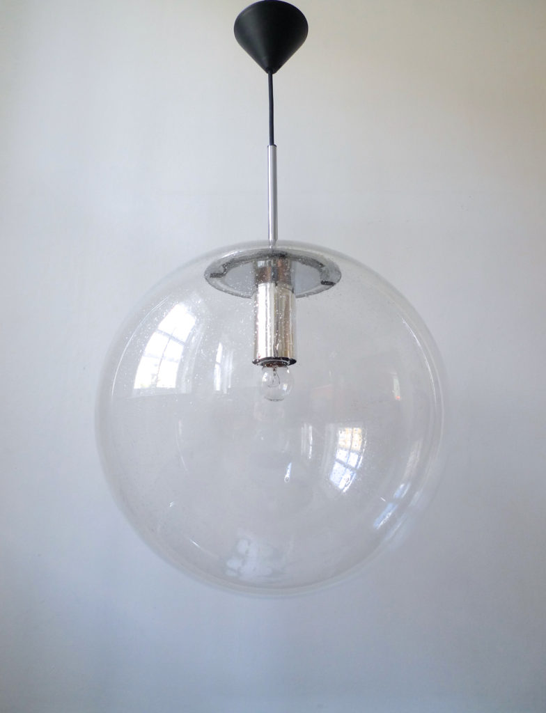 Mid-Century Glashütte Limburg Bubble Glass Globe Pendant Light, 1960s