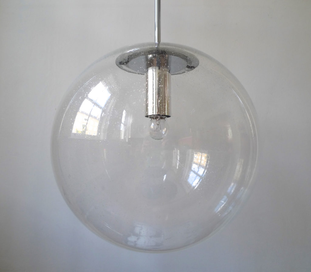 Mid-Century Glashütte Limburg Bubble Glass Globe Pendant Light, 1960s