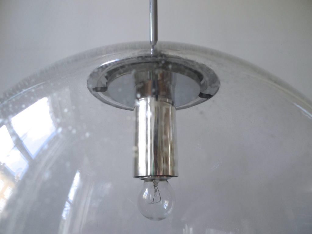 Mid-Century Glashütte Limburg Bubble Glass Globe Pendant Light, 1960s