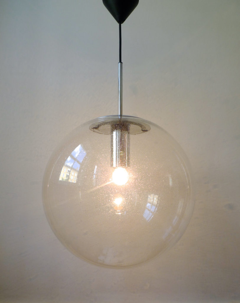 Mid-Century Glashütte Limburg Bubble Glass Globe Pendant Light, 1960s