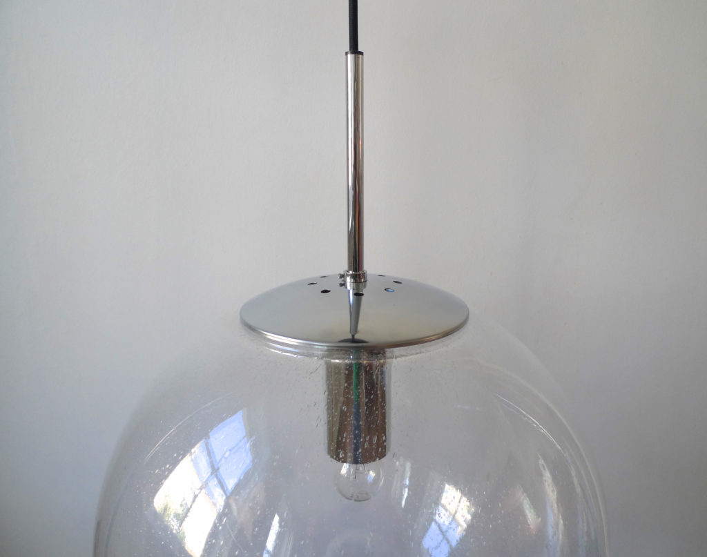 Mid-Century Glashütte Limburg Bubble Glass Globe Pendant Light, 1960s