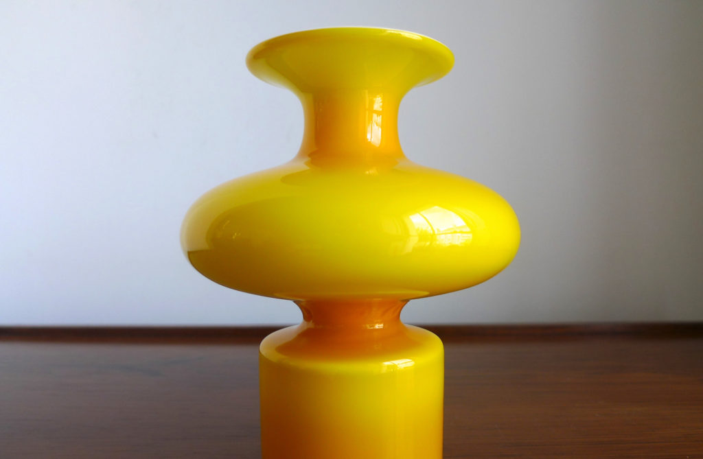 Yellow "Carnaby" Range Glass Vase by Per Lütken for Holmegaard, 1960s