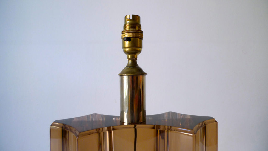 Cast Resin Pierre Giraudon Attrib. Table lamp with Leaf Inclusion, c.1970s