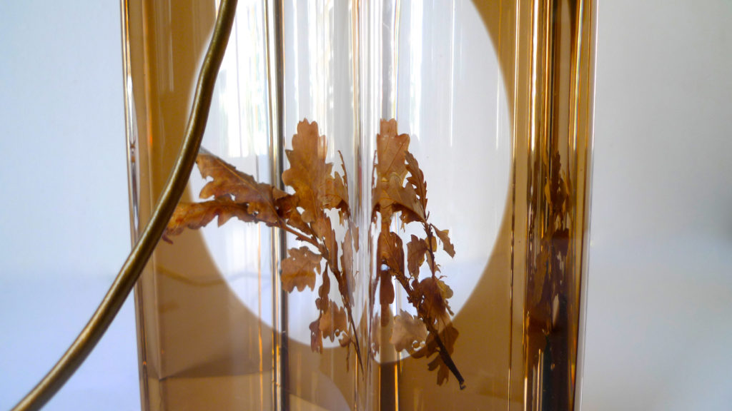 Cast Resin Pierre Giraudon Attrib. Table lamp with Leaf Inclusion, c.1970s