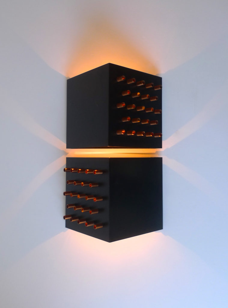 A fabulous pair of "Clair-Obscur" (model C-1516) wall lights / sconces by Dutch lighting creator RAAK Amsterdam, dating from the 1960s.