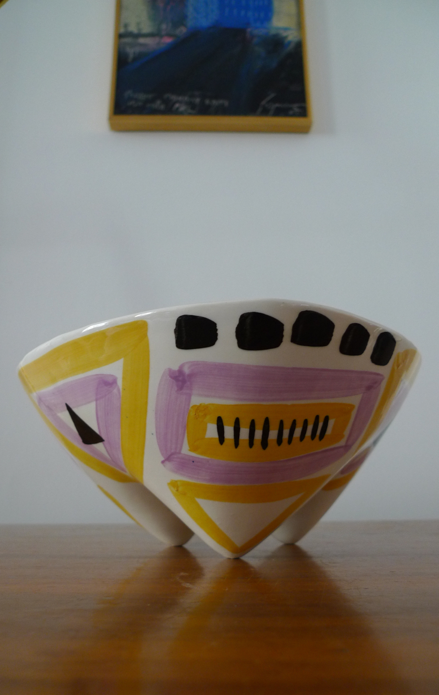 1950's French pottery tripod bowl