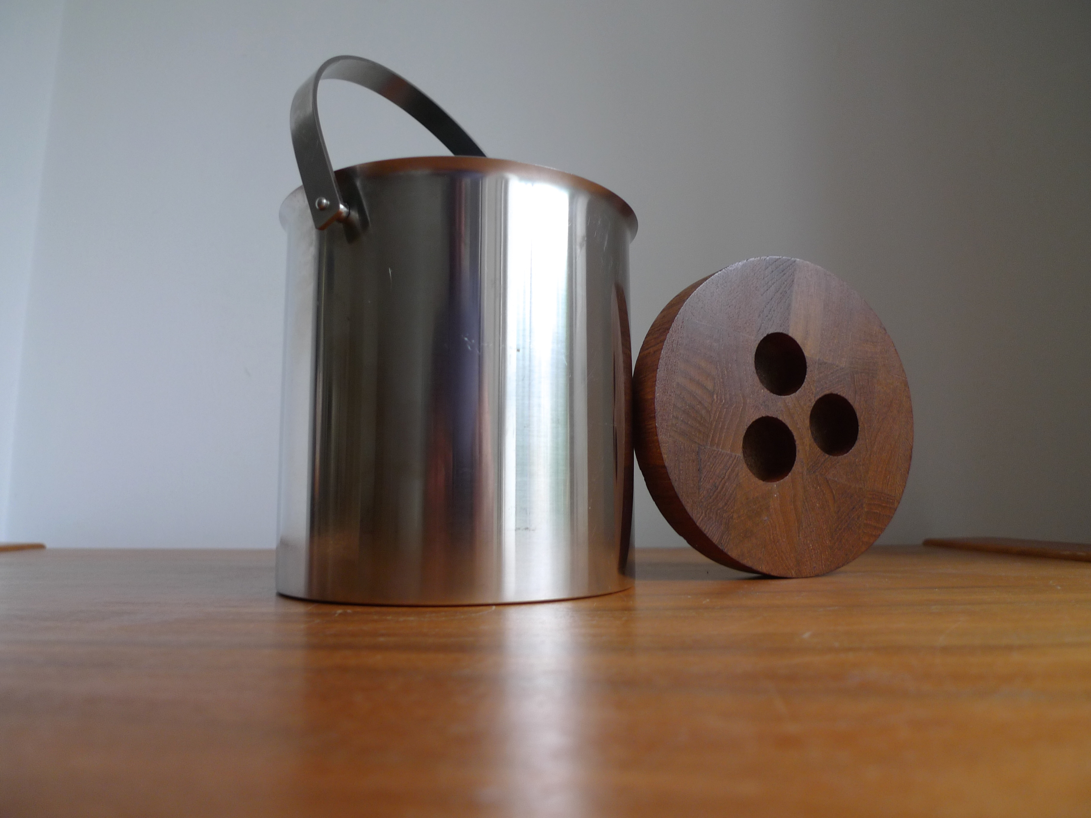 Stainless steel and teak STELTON ice bucket