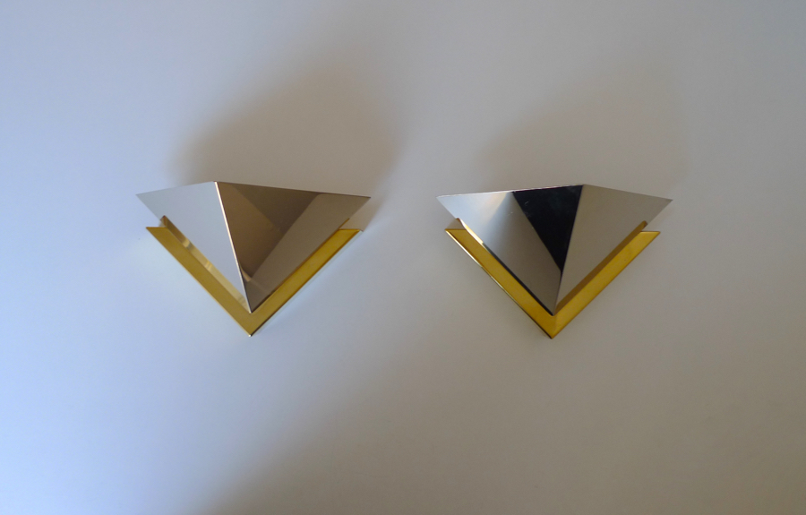 J T KALMAR chrome & brass wall sconces