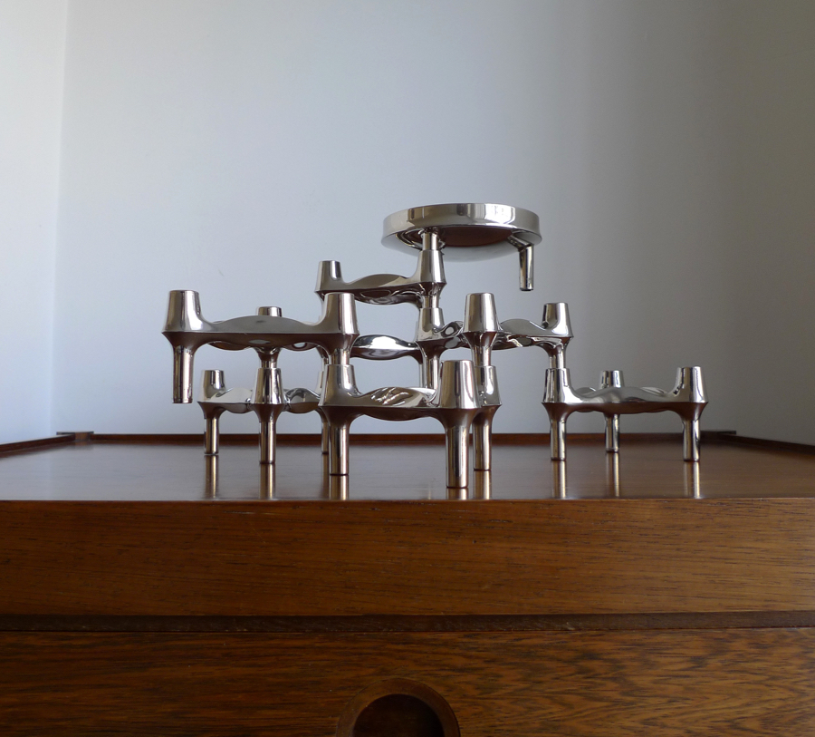 mid-century stackable / modular candle holders designed by Fritz Nagel & Ceasar Stoffi and produced by BMF of Germany
