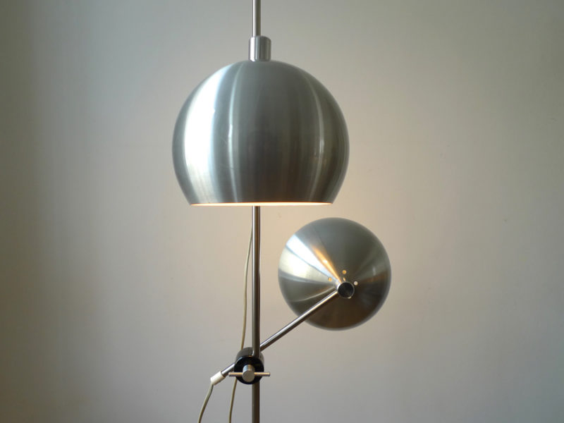 ARTICULATING TWO-LIGHT BRUSHED STEEL FLOOR LAMP