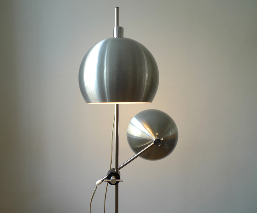 ARTICULATING TWO-LIGHT BRUSHED STEEL FLOOR LAMP