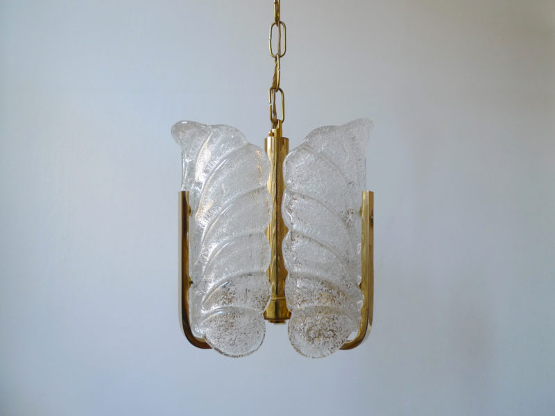 Carl Fagerlund Glass & Brass Pendant Light for Orrefors, Sweden 1960s