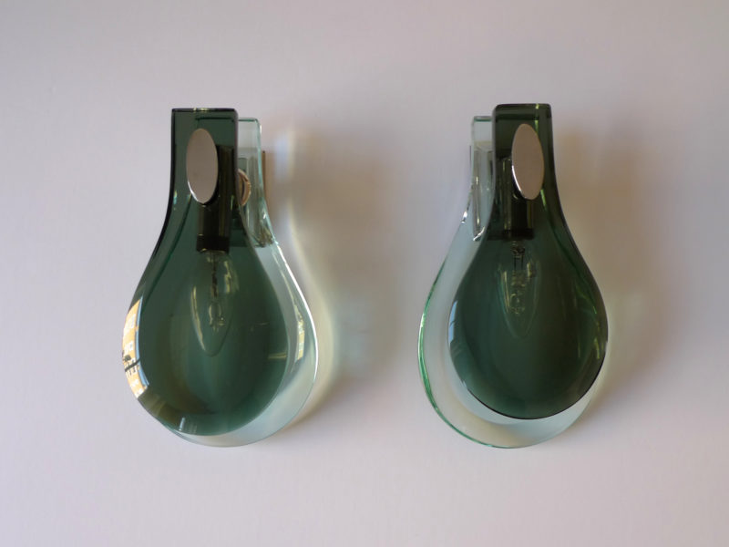 Mid-Century Max Ingrand Glass Sconces by Fontana Arte, c.1970s